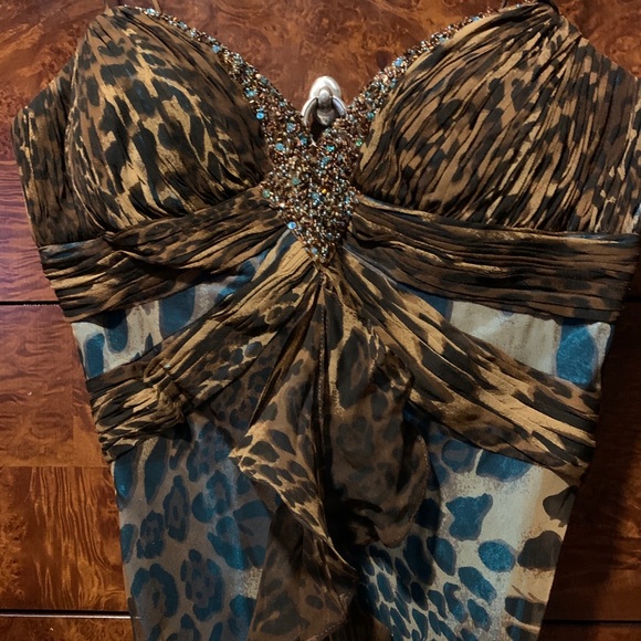 Brand new cache leopard/turquoise beaded dress - Picture 9 of 12